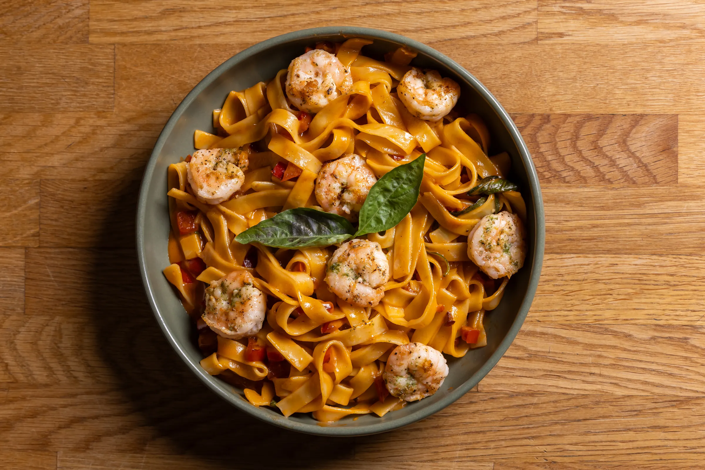 Tagliatelle með rækjum